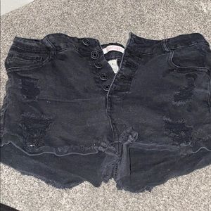 black jean shorts